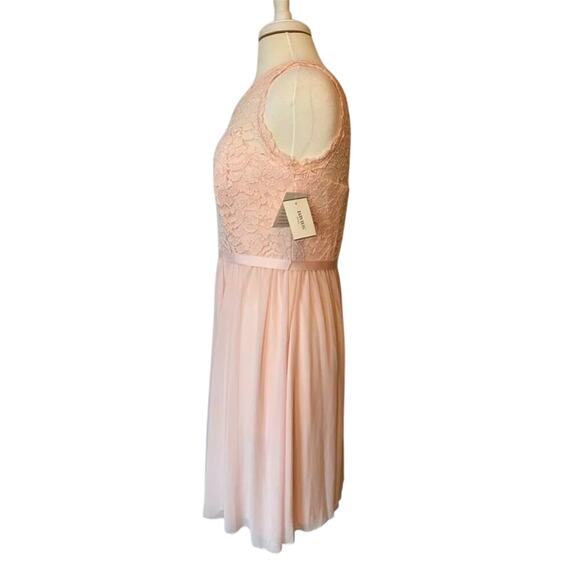 David’s Bridal NWT Women's 10 Pastel Pink Lace One Shoulder Formal Party Dress - Picture 3 of 10